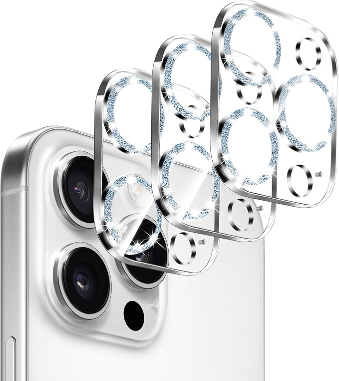 Dengduoduo 3 Pack Camera Lens Protector for iPhone 16 Pro 6.3 inch and 16 Pro Max 6.9 inch, Tempered Glass, Ultra HD, 9H Hardness, Anti-Scratch, Case Friendly [No Affect on Night Shots] by Dengduoduo