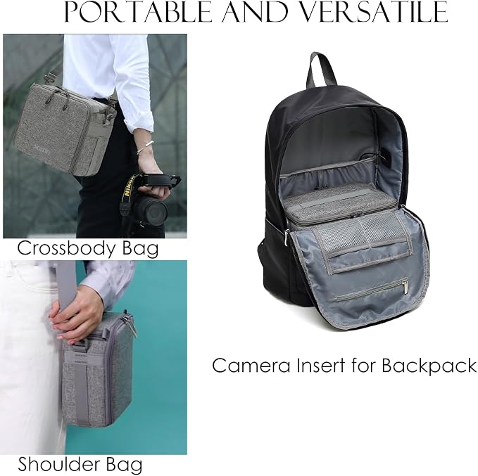 Mini SLR Camera Insert Bag,Shockproof &Pressure-proof Dual Opening Camera Lens Cube Case Bag,Digital DSLR SLR Mirrorless Cameras Accessories Storage Pouch Compatible for Canon,Sony,Fuji (XXXS) - Image 8