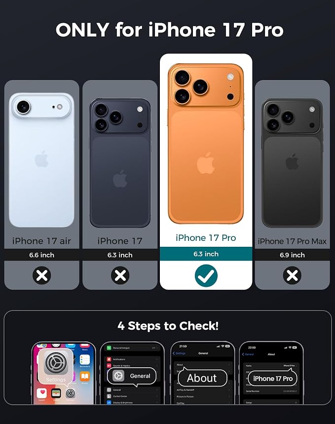 Goton 3 in 1 for iPhone 17 Pro Case with Privacy Screen Protector | Glass Camera Lens Protector,Compatible for MagSafe,Invisible Kickstand, Shockproof Phone Cover for iPhone 17Pro - Image 2