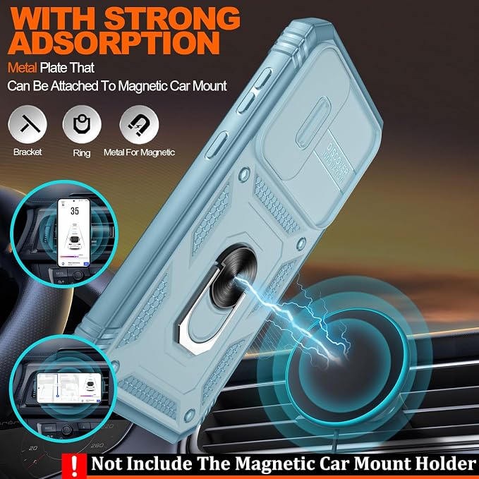 Gritup for Samsung Galaxy S23 FE Case with 2PCS Screen Protector, Build in 360° Rotating Ring Kickstand, Military Grade Protective Case for S23 FE Phone, Green - Image 6
