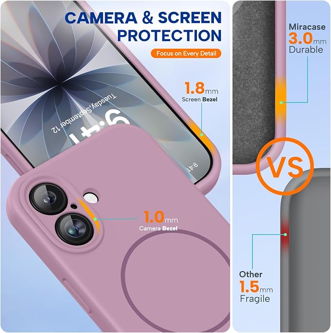 Miracase Silicone & Magnetic for iPhone 17 Case, Blackcurrant | Compatible with MagSafe, Silicone Camera Control Cover, Soft Microfiber Lining, Shockproof Drop Protection Phone Case for 17 - Image 3