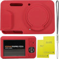 Case for Kodak PIXPRO FZ55, FZ55 accessories | Soft Silicone Protective Case Removable Lens Cover, Comes with 2 Screen Protectors and 1 Wrist Strap. (Rose red) by SZHSYJY
