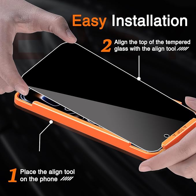 Milomdoi Privacy Screen Protector for iPhone 17 Pro Max, Tempered Glass | 3+3 Pack, 9H+ Hardness, Camera Lens Protector, Military Grade Shatterproof, Easy Installation, No Bubbles, Case Friendly - Image 3