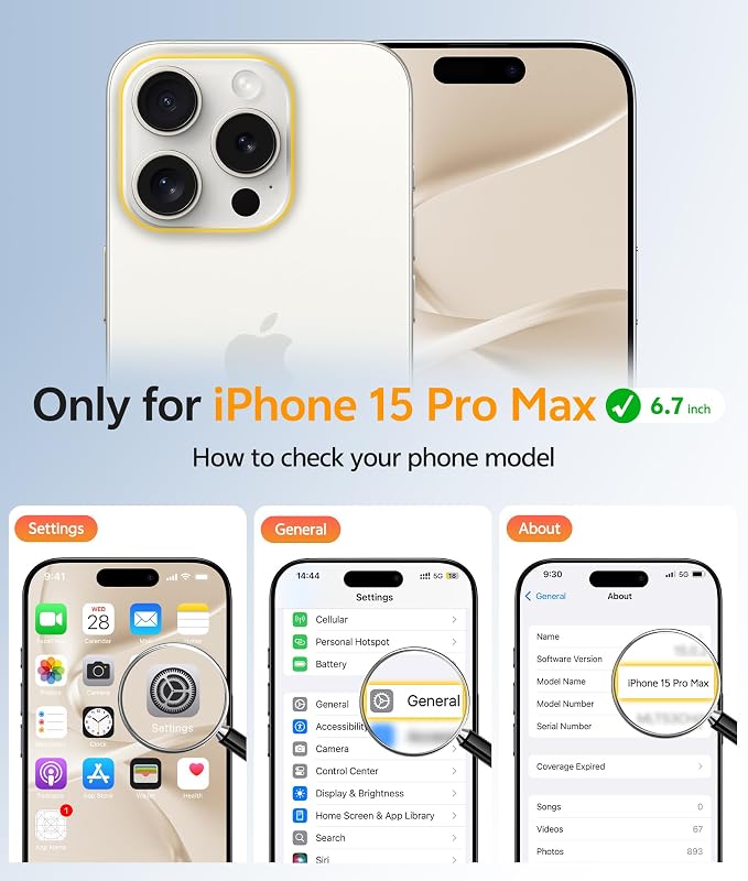 FNTCASE for iPhone 15 Pro Max Case, Fit for Magsafe, Glass Screen Protector | Full Camera Protection, Translucent Matte, 14FT Military Grade Drop Proof, Shockproof Protective Phone Cover, Off White - Image 2