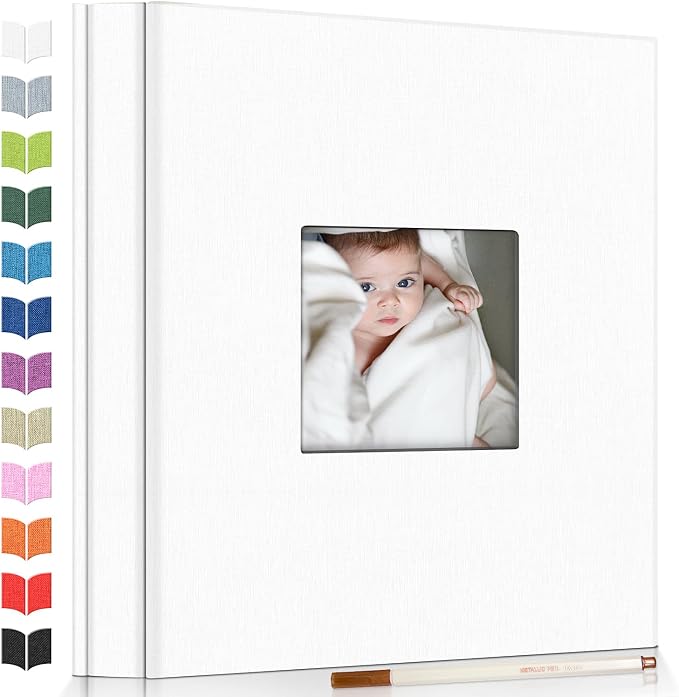 Artfeel Photo Album Self Adhesive Scrapbook Album for 3x5 4x6 5x7 8x10 Pictures,120 Pages Linen Cover with Display Window DIY Photo Book,Ideal Gifts for Family Travel Wedding Baby by Artfeel