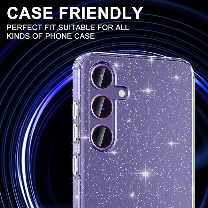 for Samsung Galaxy S24 Camera Lens Protector, Individual Metal Ring Tempered Glass Lens Cover, [Strong Adsorption] Scratch Resistant Ultra-Thin HD Clear Lens Cover, 2 Sets-Purple - Image 5
