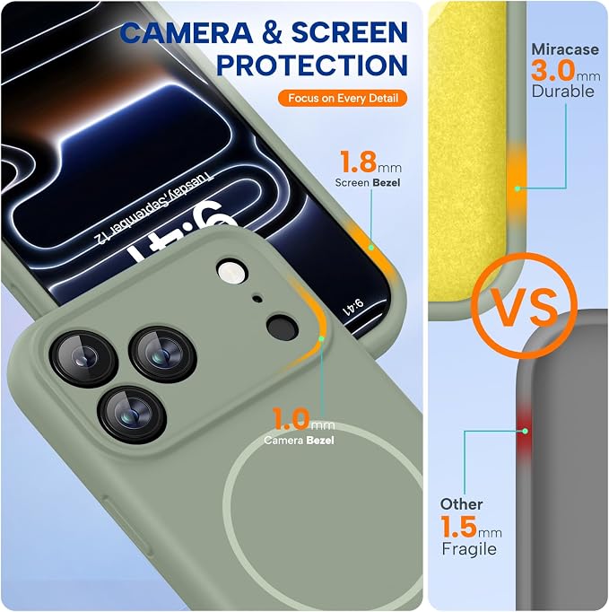 Miracase Silicone & Magnetic for iPhone 17 Pro Max Case, Patina Green | Compatible with MagSafe, Camera Control Cover, Premium Silicone Cover Shockproof Drop Protection Phone Case for 17 Pro Max - Image 3