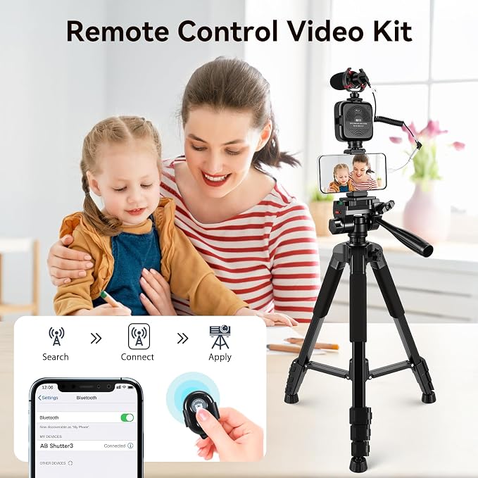 Vlogging Kit for iPhone - YouTube Starter Kit for Content Creators | with 60'' Extendable Fullsize Tripod, Soft Light and Shotgun Microphone for Vlogging, YouTube, Video Recording - Image 3