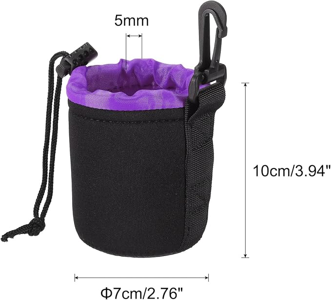 PATIKIL Camera Lens Bag, 2.8" IDx3.9 H Drawstring Lens Pouch with Thick Protective Neoprene, Lens Case for DSLR Camera Lens, Water Coffee Cups, Black, Purple - Image 2