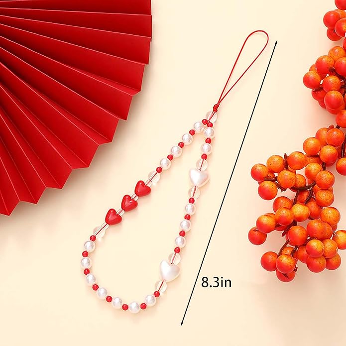 Beaded Phone Charm Lanyard Strap Girly Style Fixed Beads Pearl Lanyards - Image 4
