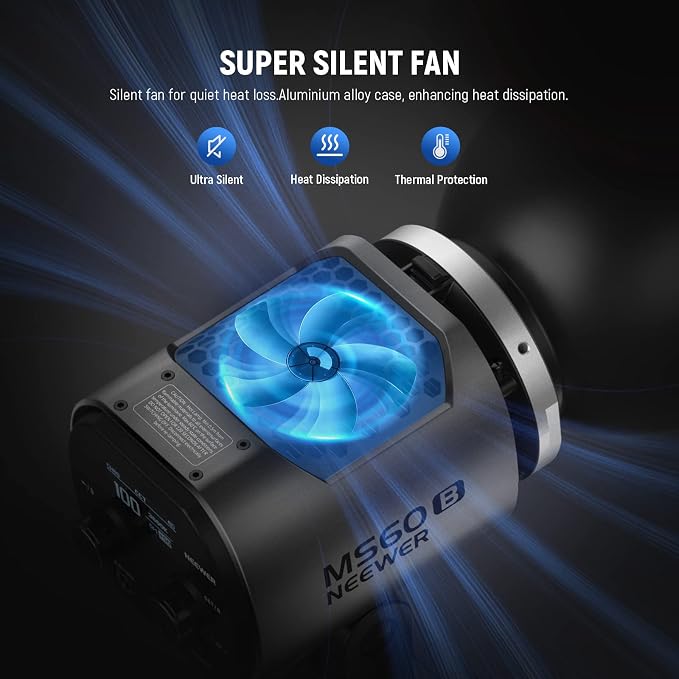 NEEWER MS60B LED Video Light 2.4G/APP Control, 65W Metal Mini Compact COB Continuous Output Lighting Spotlight 2700K-6500K, 40000lux@1m, CRI 97+/TLCI 98+, 12 Effects, PWM Dimming, Bowens Mount, Silver - Image 7