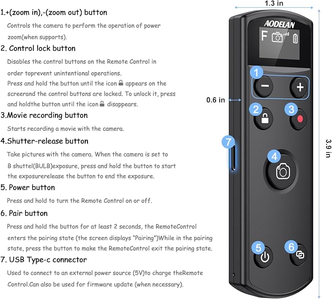 for Fujifilm Camera Rechargeable Shutter Release, Wireless Remote Control | Compatible with Fuji X-T30 II,X-S10,X-H2,X-H2S,X-T3,X-T4,X-T5,X-S20,X-T30,X-T50,X-M5,X100VI,X-E5,X Half - Image 7