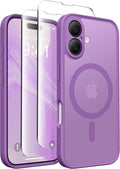 CAPRARO for iPhone 16 Case, Compatible with MagSafe | Upgraded [Full Camera Protection] Protective Translucent Matte Women Girl Magnetic Phone Case Cover, Jieshi Purple by CAPRARO