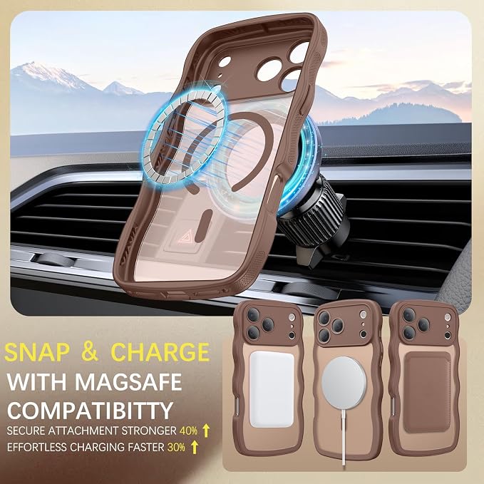 BENTOBEN Magnetic for iPhone 17 Pro Max Case, Cute Wavy [Full Camera Protection][Compatible with MagSafe] Matte Anti-Slip Bumper Women Girls Boys Protective Cover for 17 ProMax 6.9", Desert Titanium - Image 5