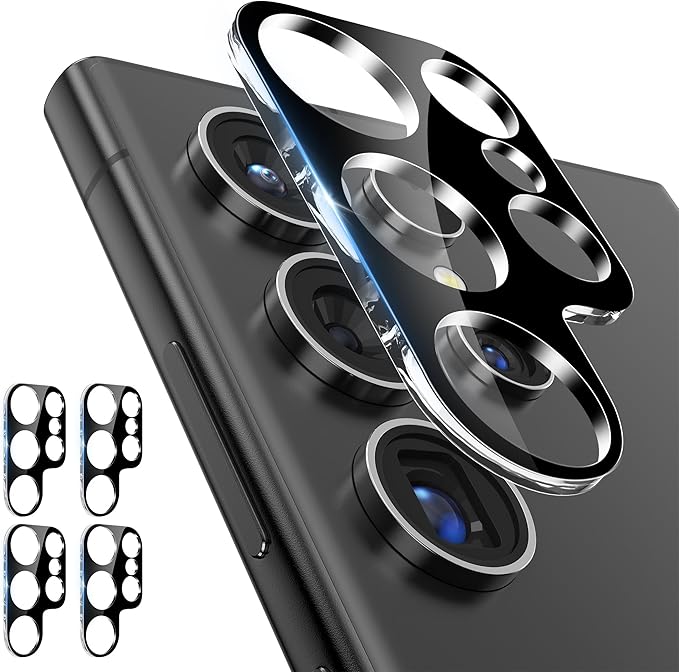 4 Pack Camera Lens Screen Protector for Samsung Galaxy S24 Ultra | 9H Tempered Glass Camera Lens Cover Decoration Accessories, Case Friendly, High Definition by MIUOLV