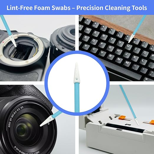 100 Pcs Lint-Free Foam Swab Sticks, Foam Tip Cleaning Swab Kit for Optical Instruments, Camera Lenses, Electronic Equipment, Car Detailing, Inkjet Printer Print Heads - Image 3