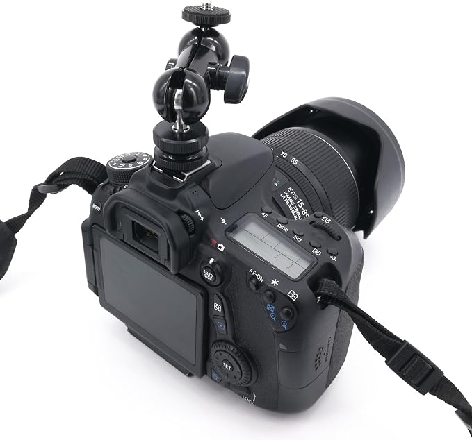 Ball Head Shoe Mount 1/4" Hot Shoe Mount Double Ballhead 1/4" Tripod Screw Multi-Function for LCD Monitors,Led Light,Microphone - Image 7