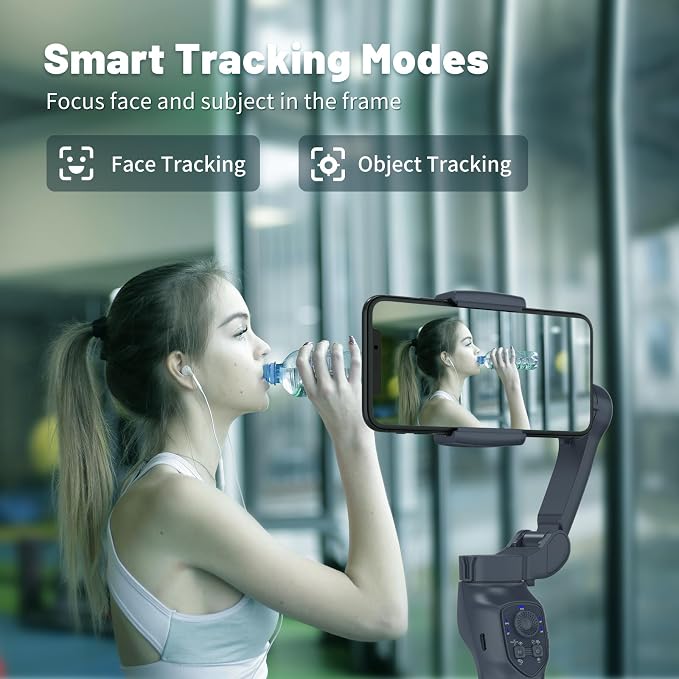 COMITOK L7C Pro, Gimbal stabilizer for iPhone, Phone Stabilizer for Video Recording with Face/Object Tracking, 3-Axis Gimbal for Android & iPhone 15 Pro Max, Foldable Phone Gimbal Vlog Recording - Image 3