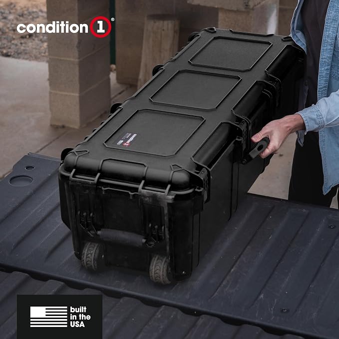 Condition 1 45" Waterproof Hard Case with Wheels & Pluckable Foam, Black | Lockable TSA Approved Storage Trunk for Gear, Camera, Equipment, IP67 Waterproof Rated, Made in USA, 44.52"x16.30"x12.90" - Image 6