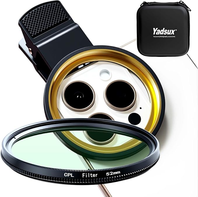 52mm CPL Polarizing Phone Filter for iPhone Samsung Pixel Anti Glare | Clip-on. Fits iPhone 17/16/15 & Samsung S26/S25. Optical glass. Waterproof case. 460+ reviews, 4.0 stars. - Image 2