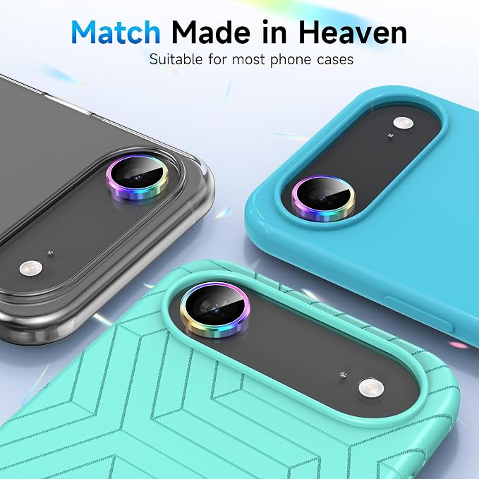 YWXTW Camera Lens Protector for iPhone Air, Individual Anti Scratch Metal Ring Tempered Glass Camera Screen Protector for iPhone Air Accessories, Case Friendly (Multi-Coloured) - Image 6