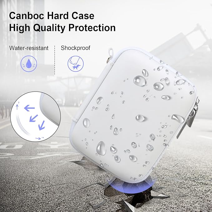 Canboc Carrying Case for KODAK PIXPRO C1 Friendly Zoom Digital Camera | For Canon PowerShot ELPH 360 HS A/ 360 HS/ 360/ IXY 650 Digital Camera, Mesh Pocket fit Cable, SD Card, White (Case Only) - Image 4