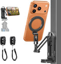 OMOTON TP02-Pro-BK, Basic Vlogging Kit: Dual-Sided Magnetic Phone Mount with 2 Bluetooth Remotes | Arca-type Base with a 1/4" Screw Hole, Selfie Stick with Rear Attachment Ring, for iPhone 12-17 Series, Gym Kitchen Travel by OMOTON