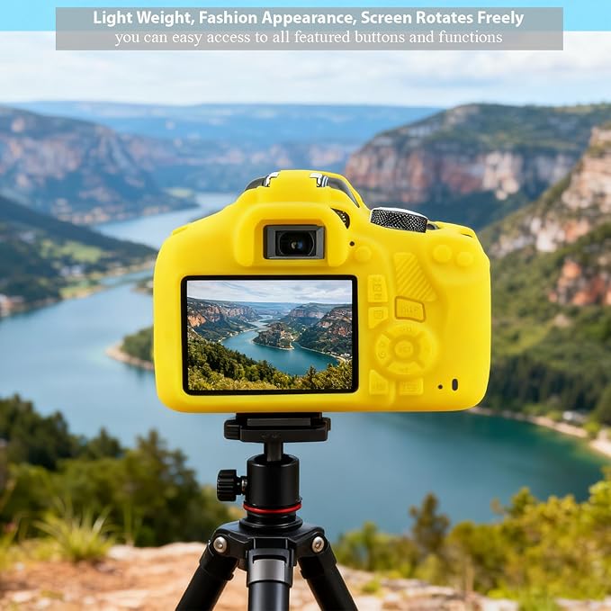 Case for Canon EOS Rebel T7 Rebel T6 Camera, Soft Silicone Rubber Protective Camera Case Cover Accessories, Lightweight, Anti-Scratch with Button Marking for EOS Rebel T7 T6 (Yellow) - Image 5