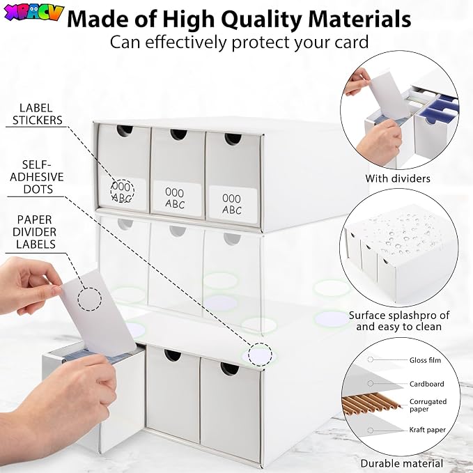 Trading Card 9 Drawer Top Loaders Storage Box with 20 Card Dividers | Cardboard Trading Card Organizer for Collectible Cards Games,Card Box Fits For TCG,MTG,TCG and Basktaball Cards - Image 3