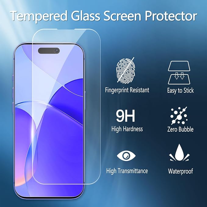 2 Pack Tempered Glass Screen Protector for iPhone 16 Plus 6.7-Inch | with 2 Pack Camera Lens Protector, Anti Scratch, Bubble Free, Case Friendly - Image 3