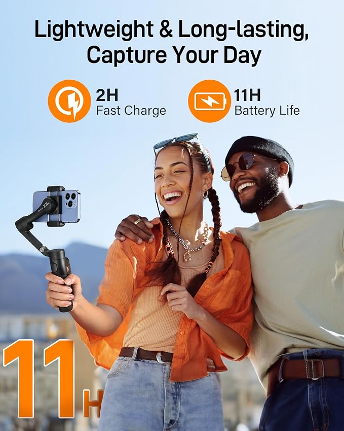 hohem iSteady X3 SE Plus 3-Axis Gimbal Stabilizer for iPhone & Android | Detachable Remote, iSteady 8.0 Anti-Shake, 8" Extension Rod, Foldable 0.85lb Design, Hohem Joy App, 11H Battery - Image 7
