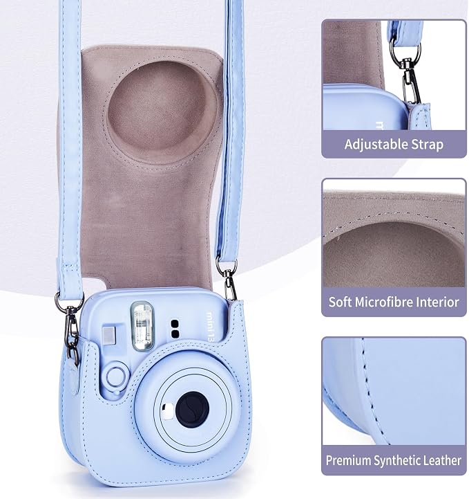Phetium Mini 13 Camera Case for Fujifilm Instax Mini 13 12 Camera-Blue | Mini Camera Protective Case,PU Leather Bag,Photo Storage Pocket,Adjustable Shoulder Strap,Magnetic Flip - Image 3
