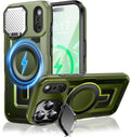 Camera Stand Case for iPhone 17 Pro, [Compatible with MagSafe] [Lens Cover] 2025 Version Military Grade Protective Soft Case for iPhone 17 Pro 6.3 inch Men Women, Green by WASTROYAL