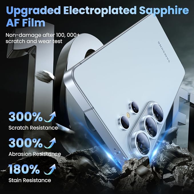 Uyiton for Samsung Galaxy S26 Ultra Camera Lens Protector, Unique Design | Case-Friendly, Ultra-Thin, Military-Grade Sapphire Glass with Aluminum Metal Rear Camera Screen Cover, Sky Blue - Image 4