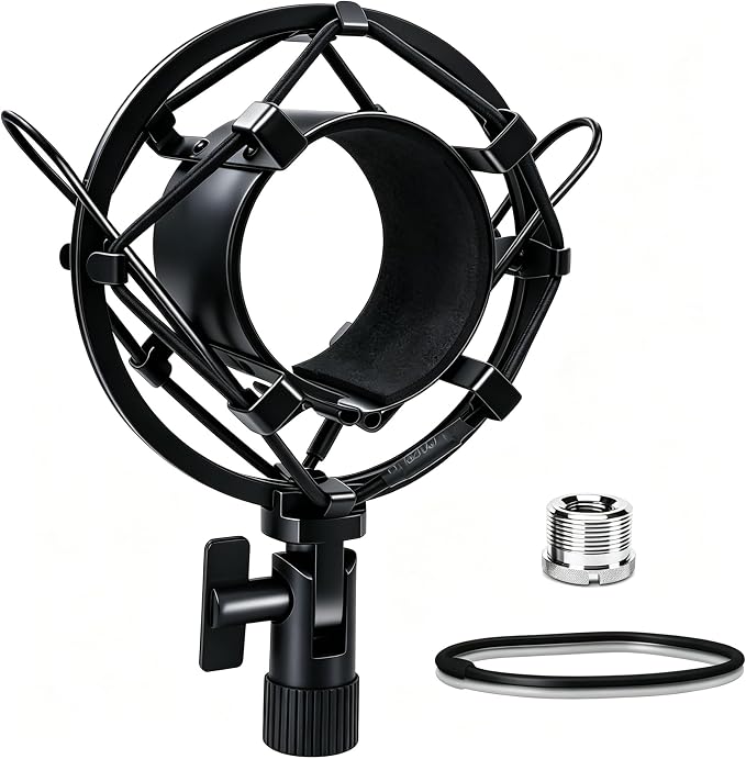 Universal Microphone Shock Mount, Mic Clip Holder for Diameter 47mm-53mm Mic Anti Vibration Adjustable High Isolation Shock Mount by Boseen