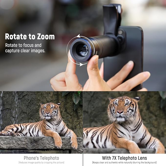 NEEWER 7X Telephoto Lens with Phone Lens Clip Compatible with iPhone Samsung, 15 Elements 12 Groups 7X Magnification Phone Lens for 17mm Thread Phone Cage/Phone Case/Backplate, LS-36 PRO - Image 3