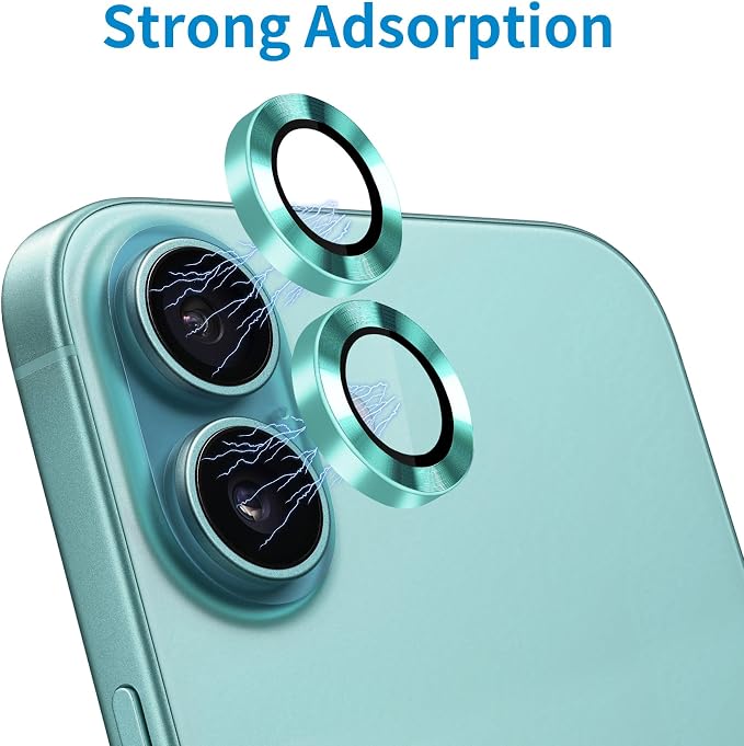 Designed for iPhone 16 and 16 Plus Camera Lens Protector, Metal Lens Cover 9H Tempered Glass Camera Cover Anti Scratch Shockproof Screen Protector - Image 4