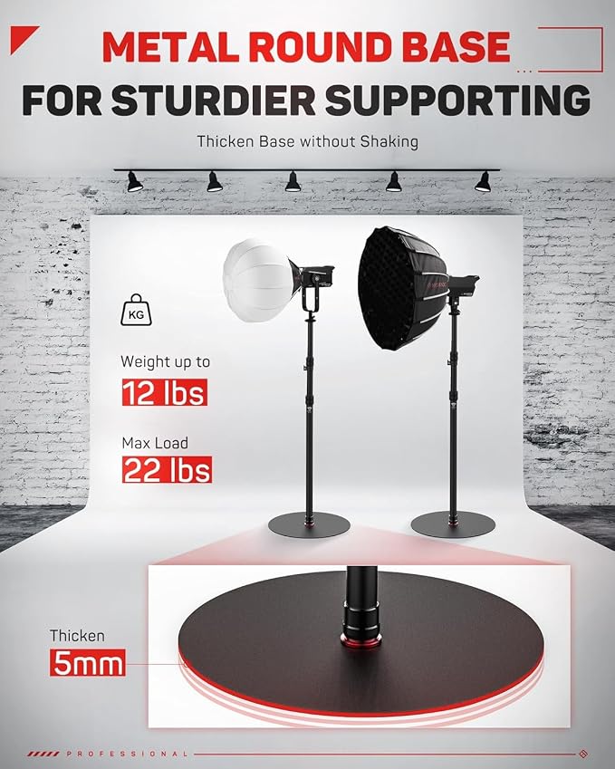 IFOOTAGE RB-A400 Round Base Light Stand Monopod 79" 2 Pack | Tripod Monopod for Cameras Lights Webcam, Live Streaming Vlogging, Stable Round Base Stand with 22LBS Payload - Image 4