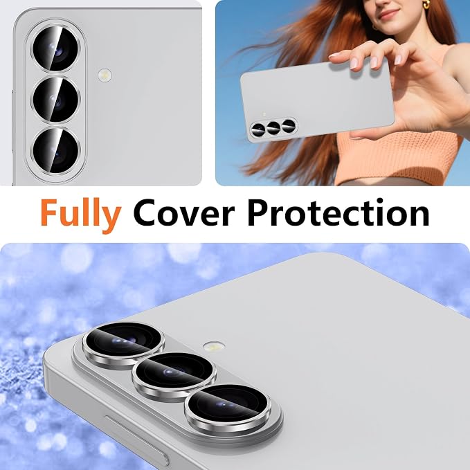 for Samsung Galaxy S26 Plus Camera Lens Protector, Individual Metal Ring Tempered Glass Lens Cover, [Strong Adsorption] Scratch Resistant Ultra-Thin HD Clear Lens Cover, Titanium Gray Ring - Image 8