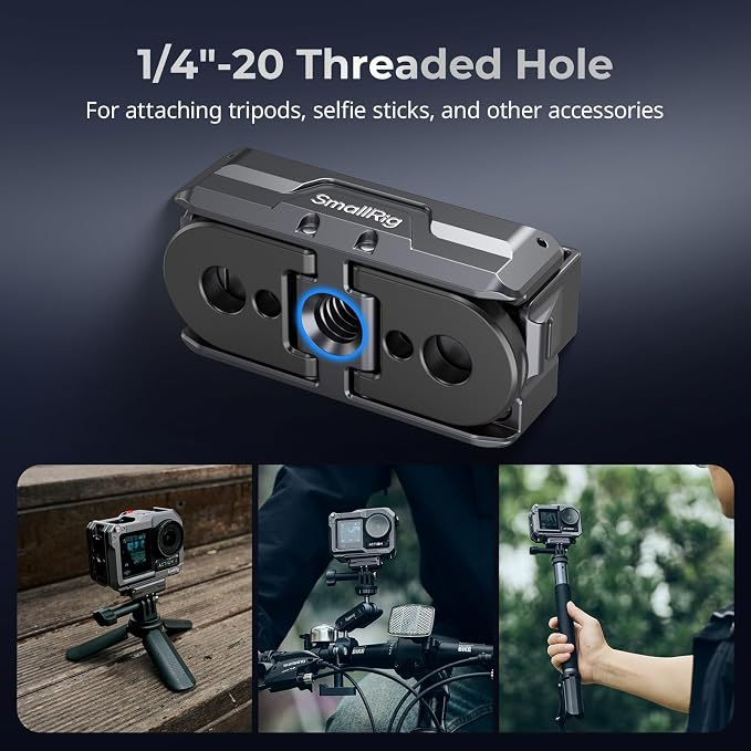 SMALLRIG Magnetic Mount Adapter for DJI Action 5/4/3/Osmo 360-3662B | Quick-Release Aluminum Base with 1/4" Thread, Foldable Connector for Tripods/Selfie Sticks/Vlogging Accessories - Image 4
