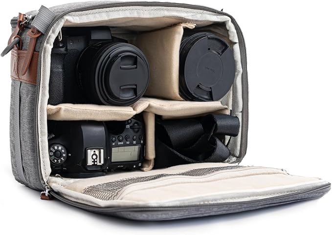 Camera Bag for Digital DSLR SLR, Protection, Waterproof Mirrorless Small Camera Bag, Camera Lens Case, Travel Organizer Camera Insert for Backpack, Gray Color by CCoiro