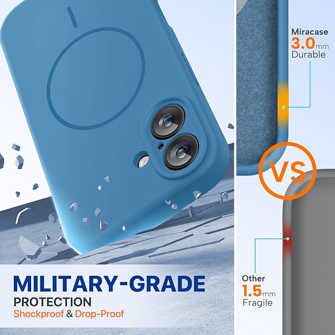 miracase Magnetic for iPhone 16 Plus Case, [Soft Anti-Scratch Microfiber Lining], Compatible with MagSafe, Liquid Silicone Shockproof Drop Protection Phone Case for 16 Plus,Capri Blue - Image 3
