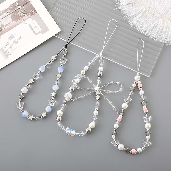 Beaded Phone Charm Lanyard Strap Girly Style Fixed Beads Pearl Lanyards - Image 7