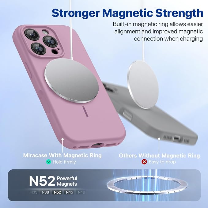 miracase Magnetic for iPhone 16 Pro Case, [Soft Anti-Scratch Microfiber Lining], Compatible with MagSafe, Liquid Silicone Case Shockproof Drop Protection Phone Case for 16 Pro,Blackcurrant | Compatible with MagSafe, Soft Microfiber Lining, Liquid Silic... - Image 3