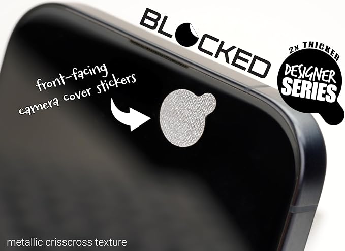 Rigid Series - 2X Thicker | BLOCKED Original Vinyl Webcam Cover Stickers | Restickable & Stackable Privacy Covers | for All Camera-endable Devices | 3-Sizes | 57 Tabbed Metallic Crisscross Textured - Image 2