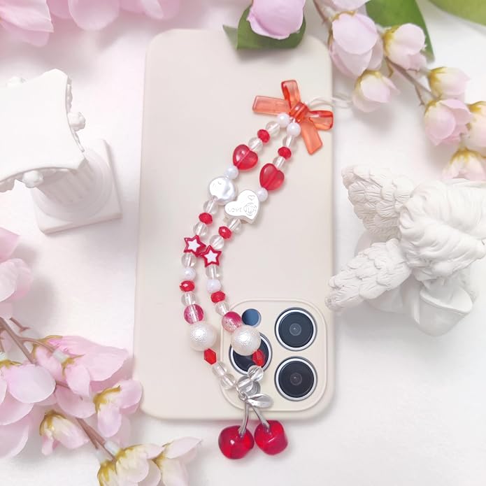 cioatu Phone Charms Cute Cherry Butterfly Cell Phone Lanyard Strap Wrist Strap for Bag Airpods Camera Pendants Decor - Image 4