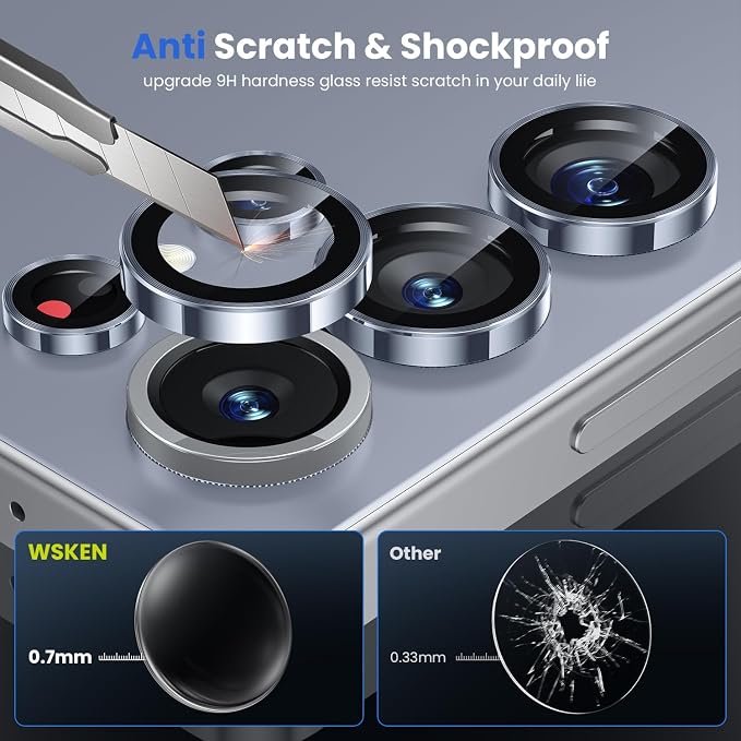 WSKEN for Samsung Galaxy S25 Ultra Camera Lens Protector - Ultra Thin | Case Friendly, 9H Shatterproof Tempered Glass, Anti Scratch Metal Circle, Camera Screen Protector Cover Accessories, Blue - Image 3