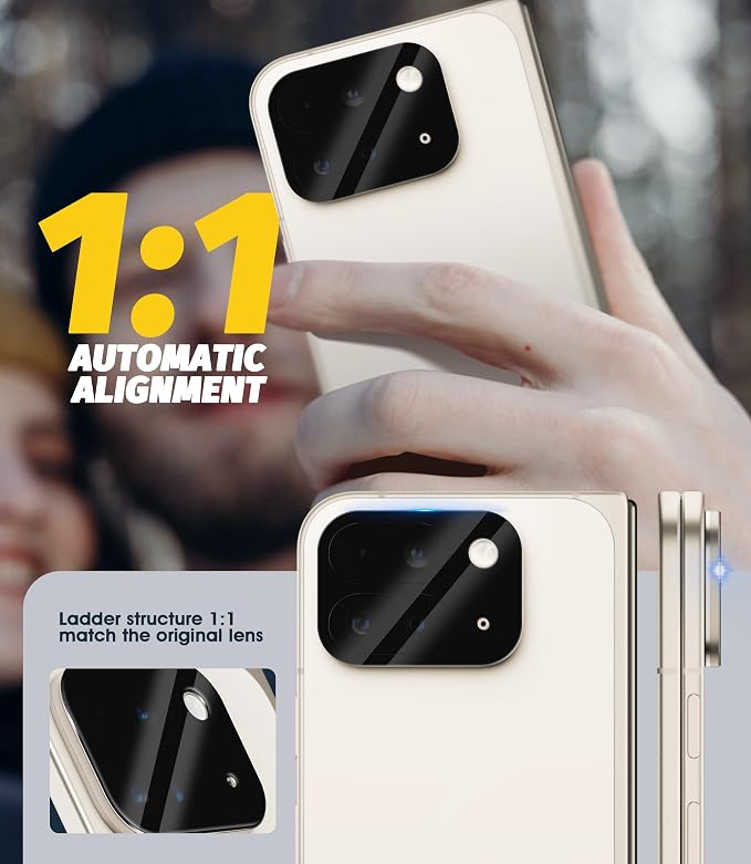 Orzero (3 Pack) Camera Lens Protector Compatible for Google Pixel 9 Pro Fold, Protector de Cámera Tempered Glass 9H Anti-Scratch Case Friendly Does Not Affect Night Shots and Flash - Image 3