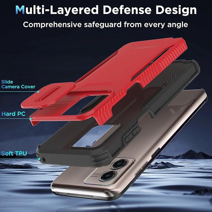 for Motorola G Stylus 5G 2023 Case with 1 HD Screen Protector & Slide Camera Cover [Military-Grade] Phone Case Heavy Duty Rugged Shockproof Protective Cover for Moto G Stylus 5G 2023(Red) - Image 6