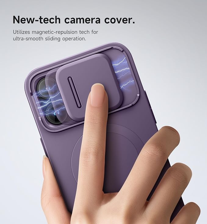 SURITCH for iPhone 14 Pro Max Case with Magnetic Camera Slide Cover and Adjustable Kickstand, Compatible with MagSafe, Shockproof Bumper Case Slim Protective Cover 6.7 Inch, Dark Purple - Image 4